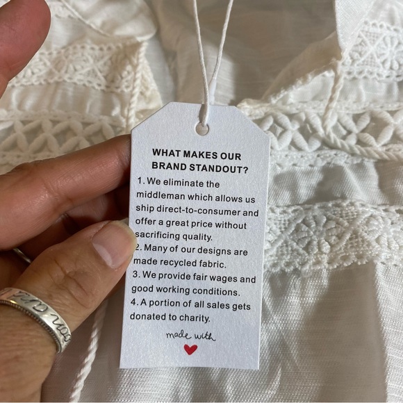 White Flowy Dress Short Sleeve Midi Dress Med size dress NWT - Picture 2 of 10